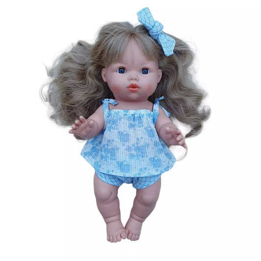 ENSEMBLE FILLE CHEMISE FLEURS BLEUES CULOTTE CARREAUX