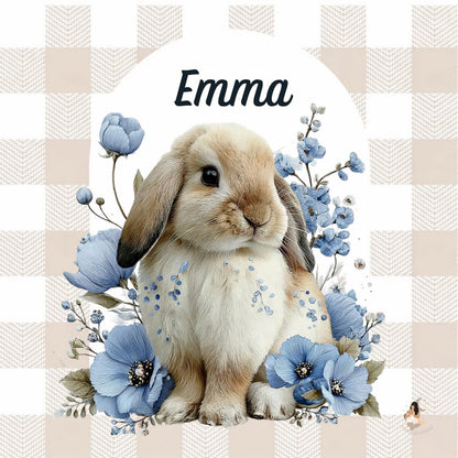✨ Stickers Toniebox 2 – Lapin bleu tout doux (fond vichy)
