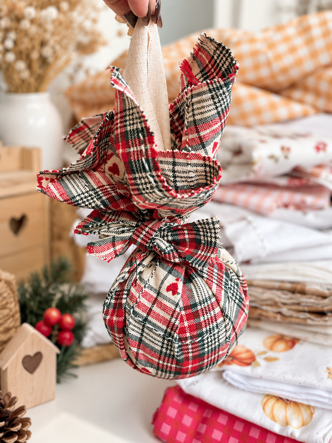 🎄 Boule de Noël en tissu – Collection de Noël ✨