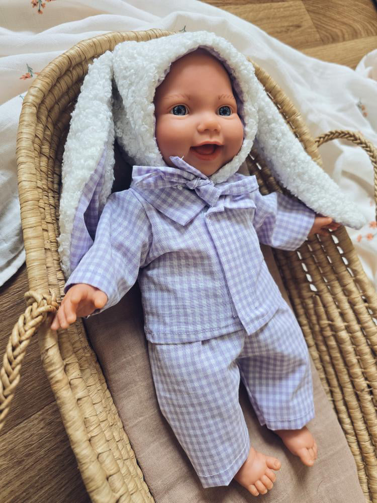 🌙 Pyjama deux pièces & petit chapeau tout doux – pour poupée