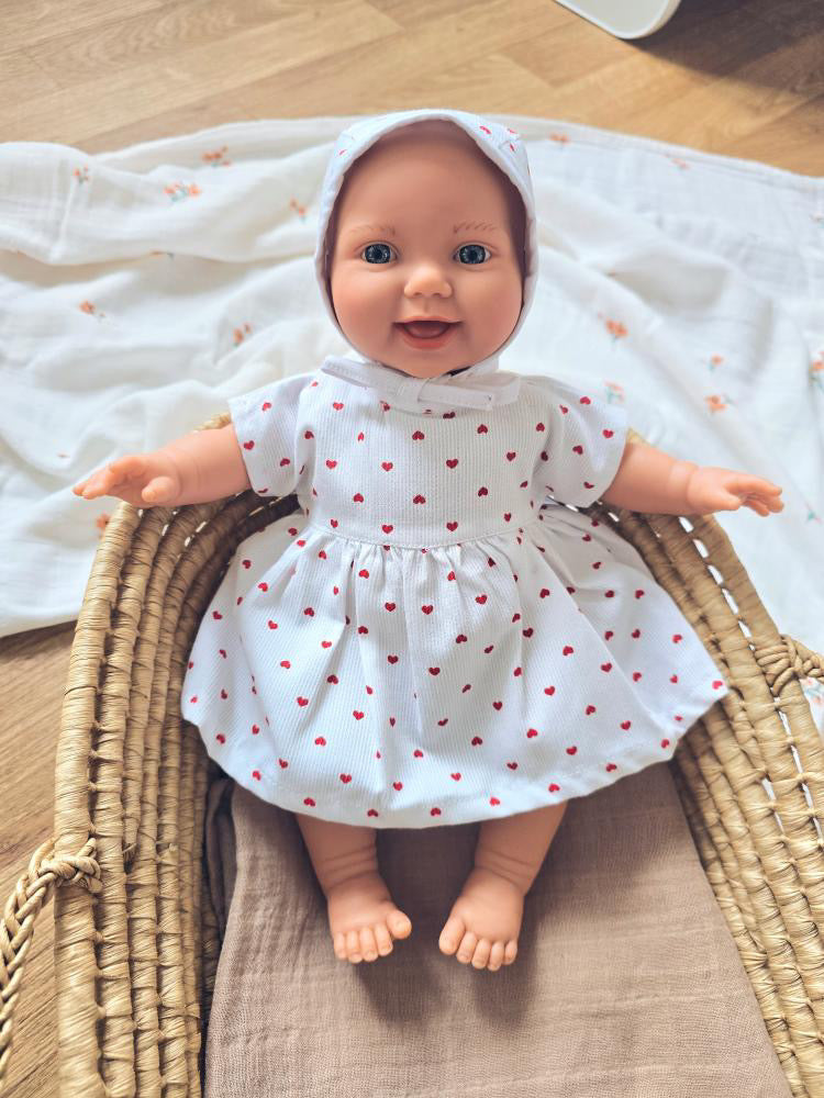 Ensemble Poussin – Robe & Chapeau cœur ❤️