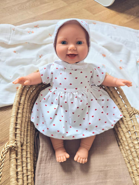 Ensemble Poussin – Robe & Chapeau cœur ❤️