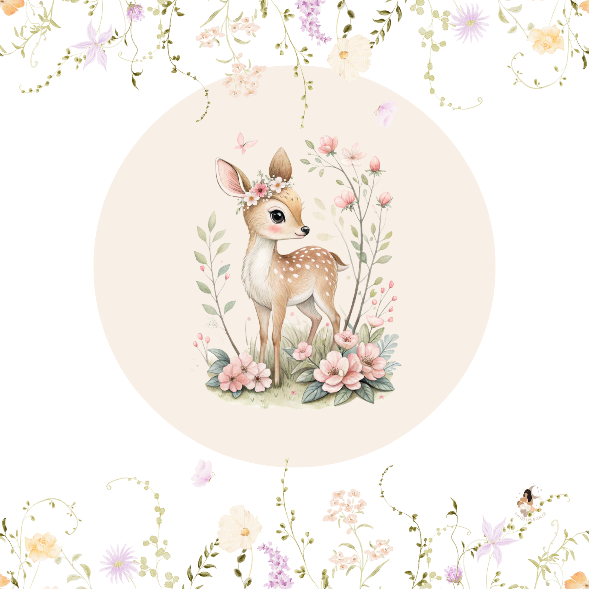 Sticker Toniebox personnalisé Biches fleuris