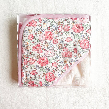 Cape de bain poupon Fleuri rose