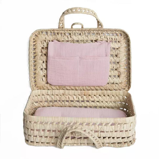 Valise en osier poupée rose BOBBLE