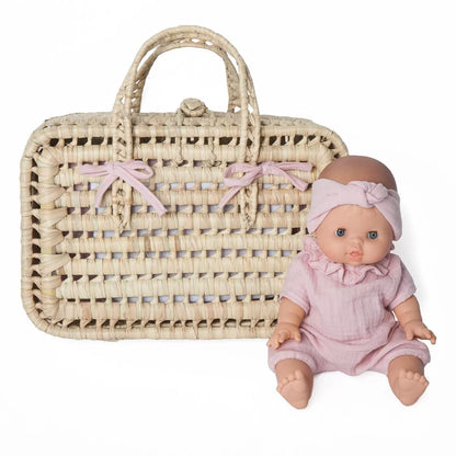 Valise en osier poupée rose BOBBLE