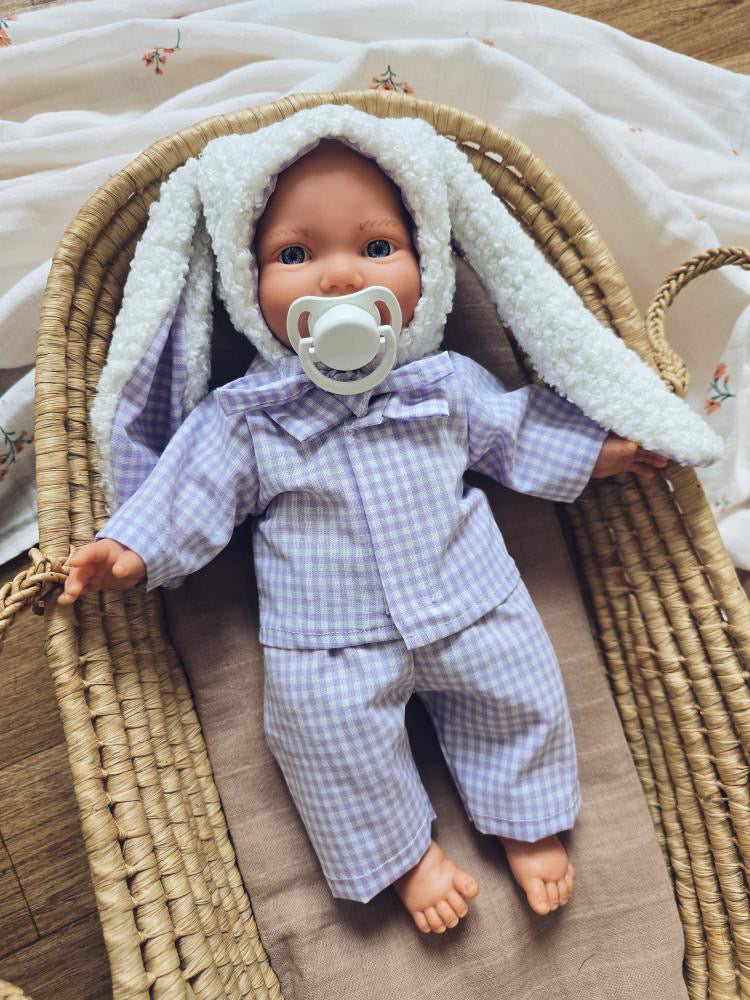 🌙 Pyjama deux pièces & petit chapeau tout doux – pour poupée