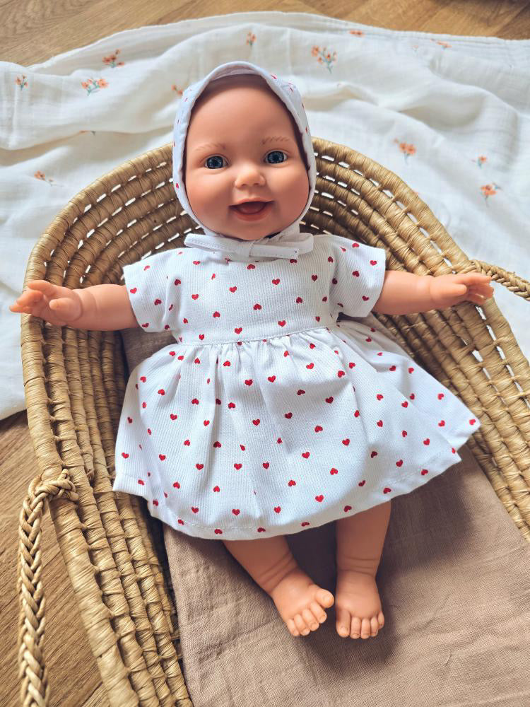 Ensemble Poussin – Robe & Chapeau cœur ❤️