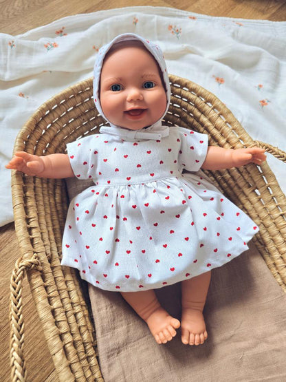 Ensemble Poussin – Robe & Chapeau cœur ❤️
