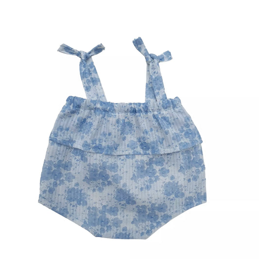 COMBI PLAGE BRETELLES FLEURS BLEUES