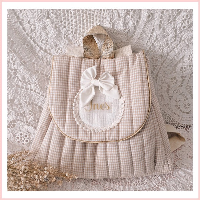 Sac à dos Vichy beige