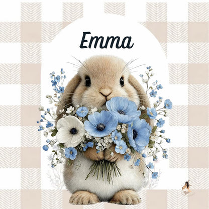 ✨ Stickers Toniebox 2 – Lapin bleu tout doux (fond vichy)
