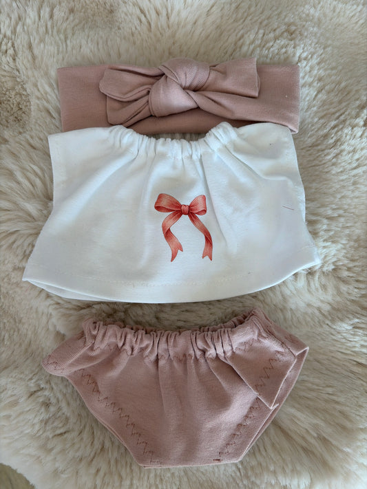 TEE-SHIRT NUD + CULOTTE + BANDEAU NUDE