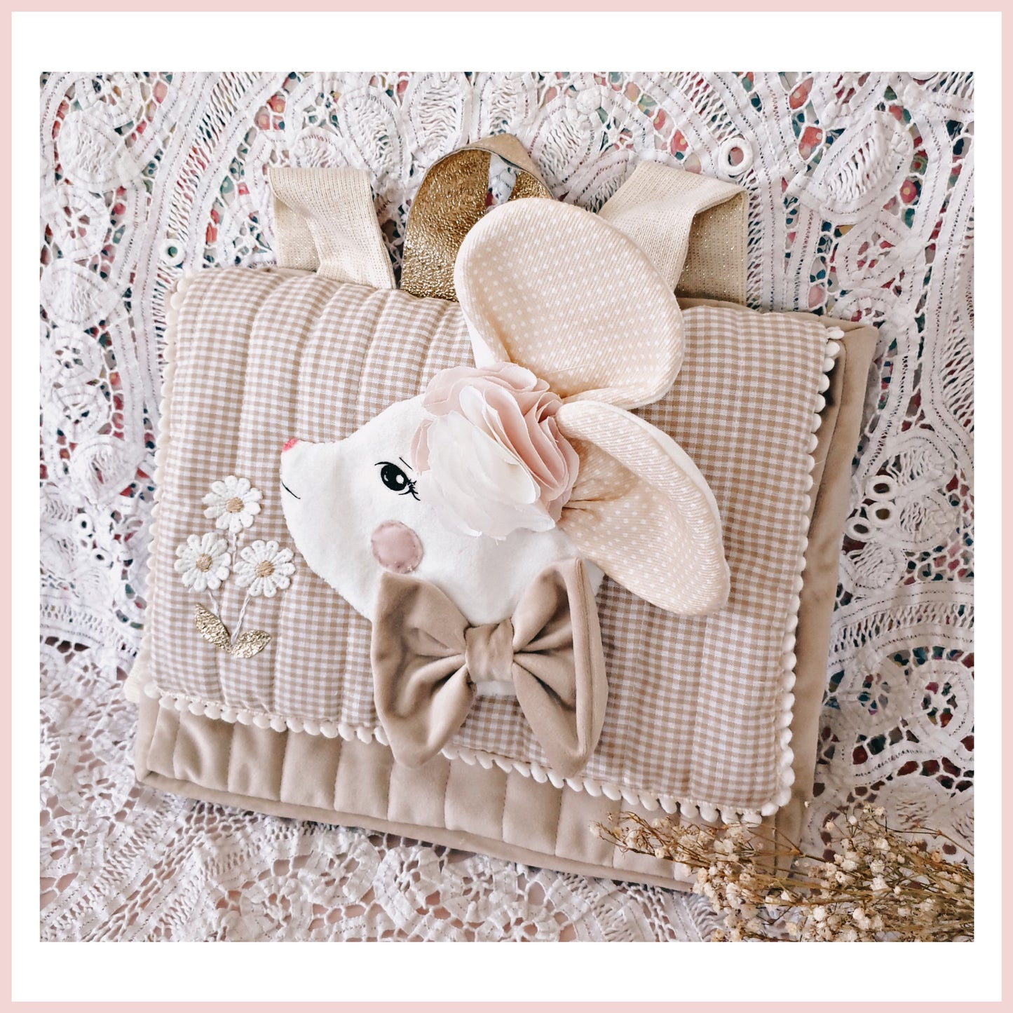Cartable Souris velours beige