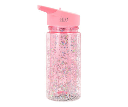 Gourde en Plastique avec Paille Glitter Stars Gloss Personnalisable