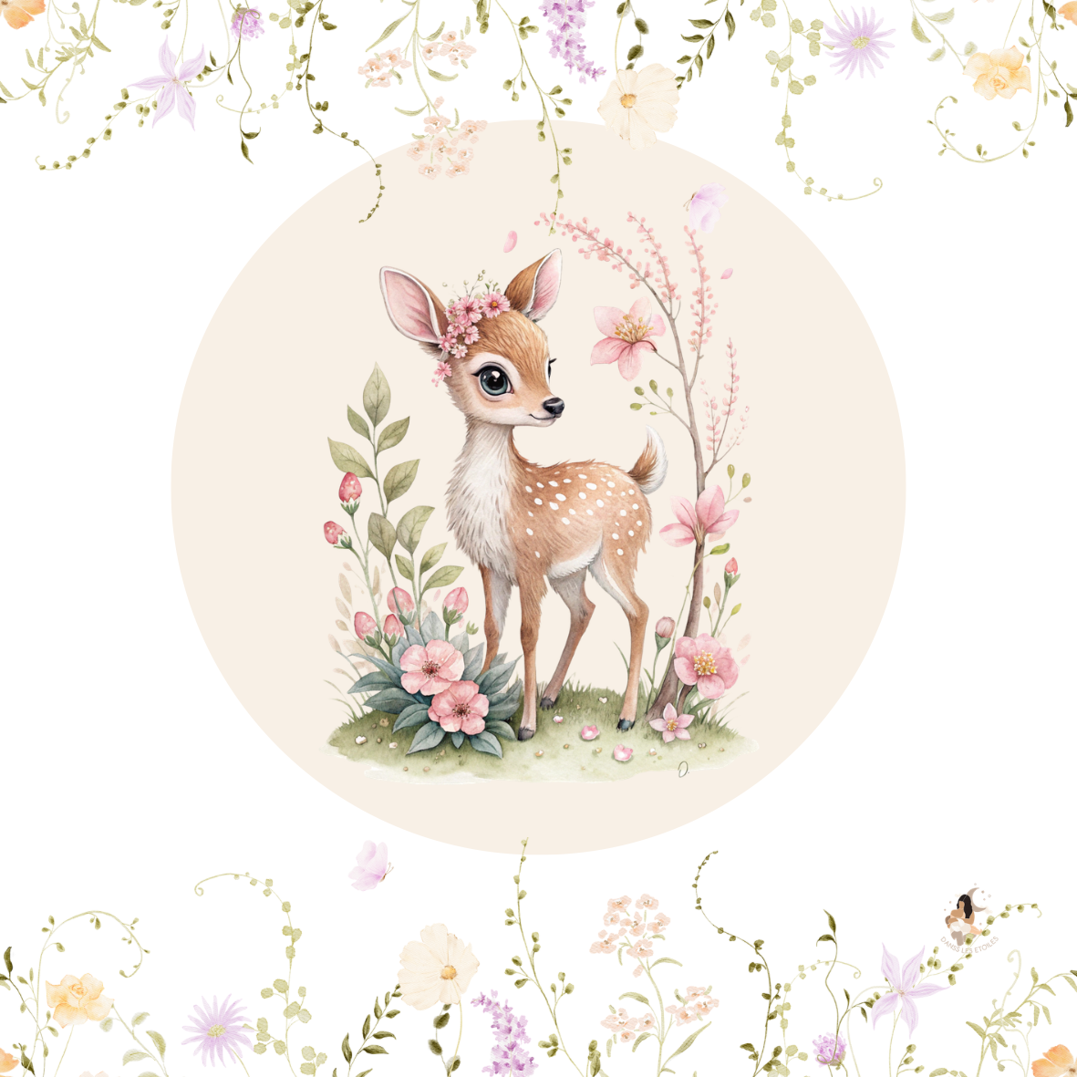 Sticker Toniebox personnalisé Biches fleuris