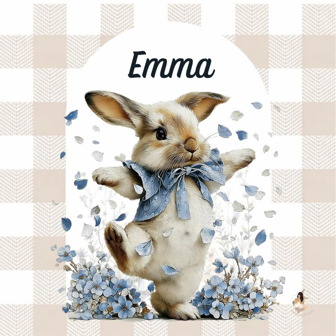✨ Stickers Toniebox 2 – Lapin bleu tout doux (fond vichy)