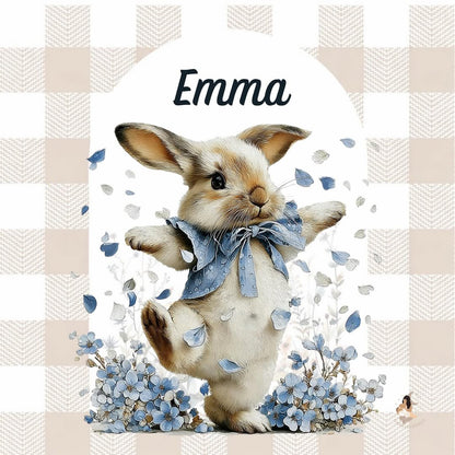 ✨ Stickers Toniebox 2 – Lapin bleu tout doux (fond vichy)