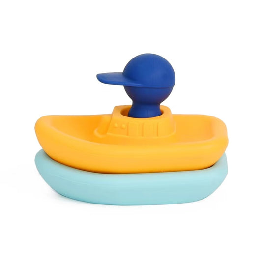 Jouet d'éveil pour le bain - Set de 2 bateaux et 1 capitaine Jaune