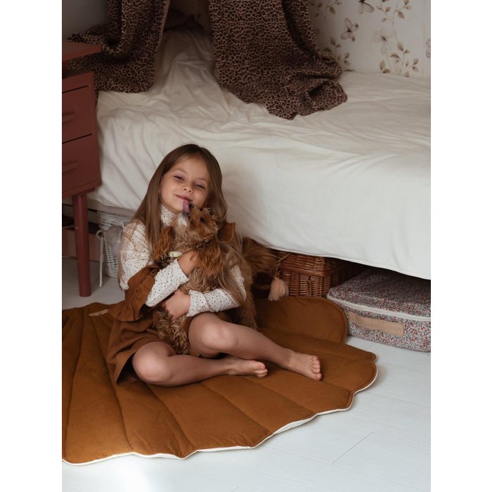 Tapis coquillage « Caramel » en lin