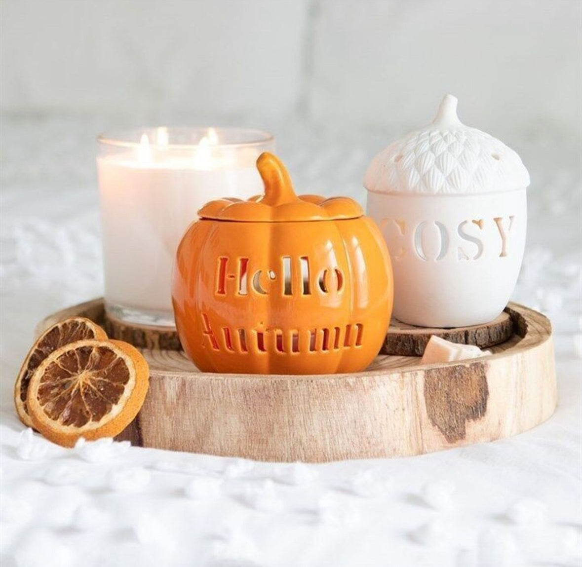 Brûleur en Céramique “Hello Autumn” – Citrouille Orange