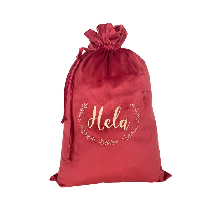SAC DE NOËL CARMIN ROUGE PERSONNALISÉ