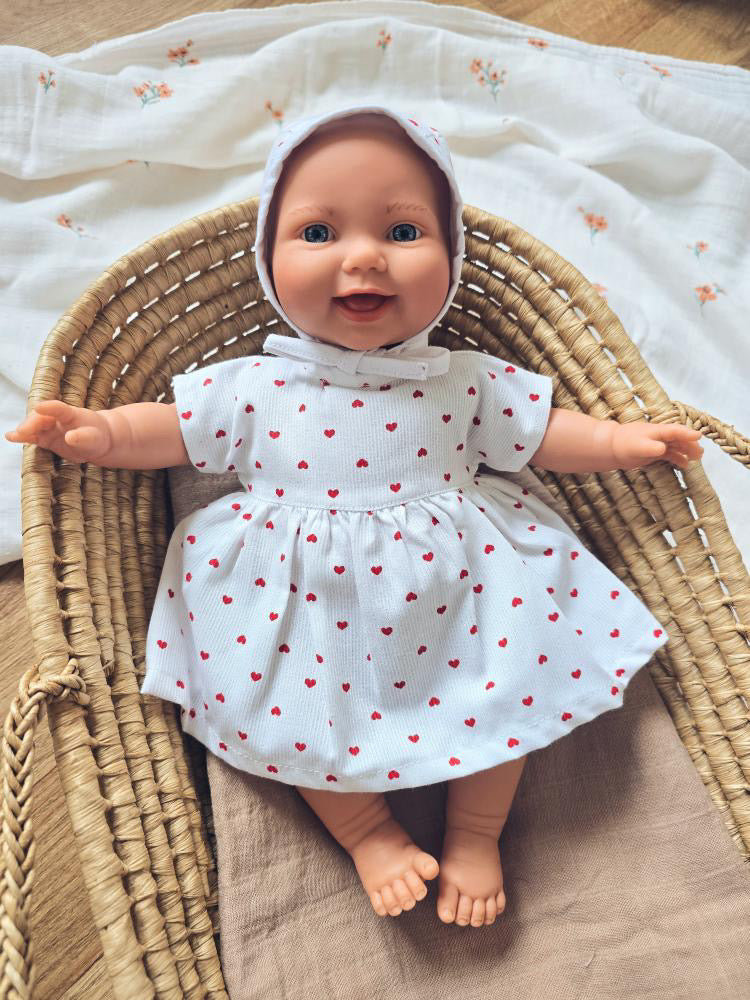 Ensemble Poussin – Robe & Chapeau cœur ❤️