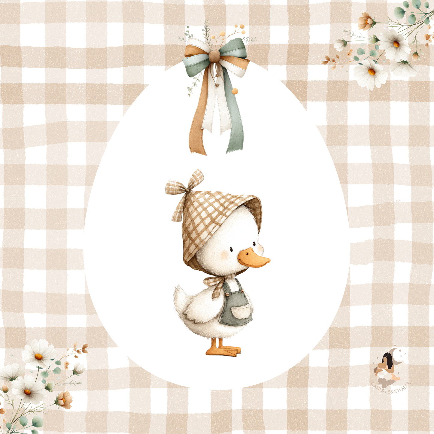 🌼 Stickers décoratifs – Oie fleurie