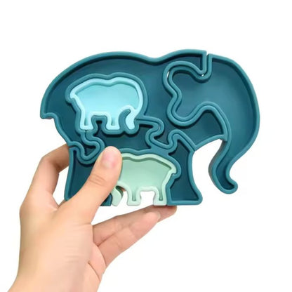 Jouet d'éveil Montessori - Puzzle 3D : Maman et ses petits bleu