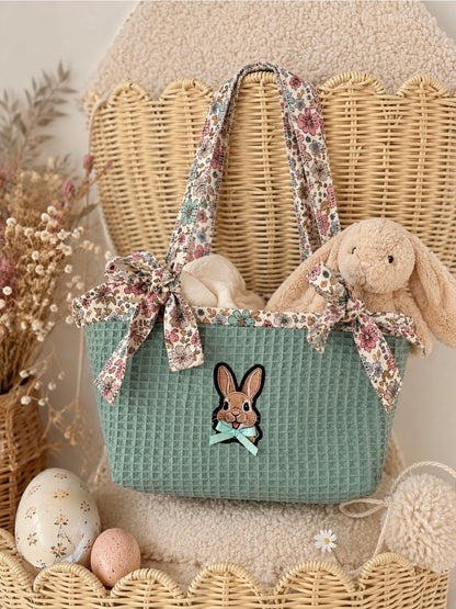Sac enfant lapin  vert  & Fleuri 🤎