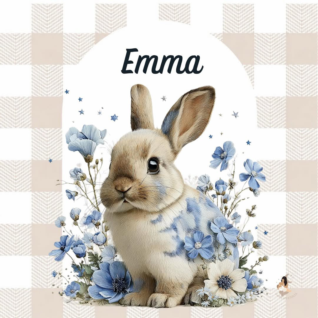✨ Stickers Toniebox 2 – Lapin bleu tout doux (fond vichy)