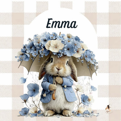 ✨ Stickers Toniebox 2 – Lapin bleu tout doux (fond vichy)