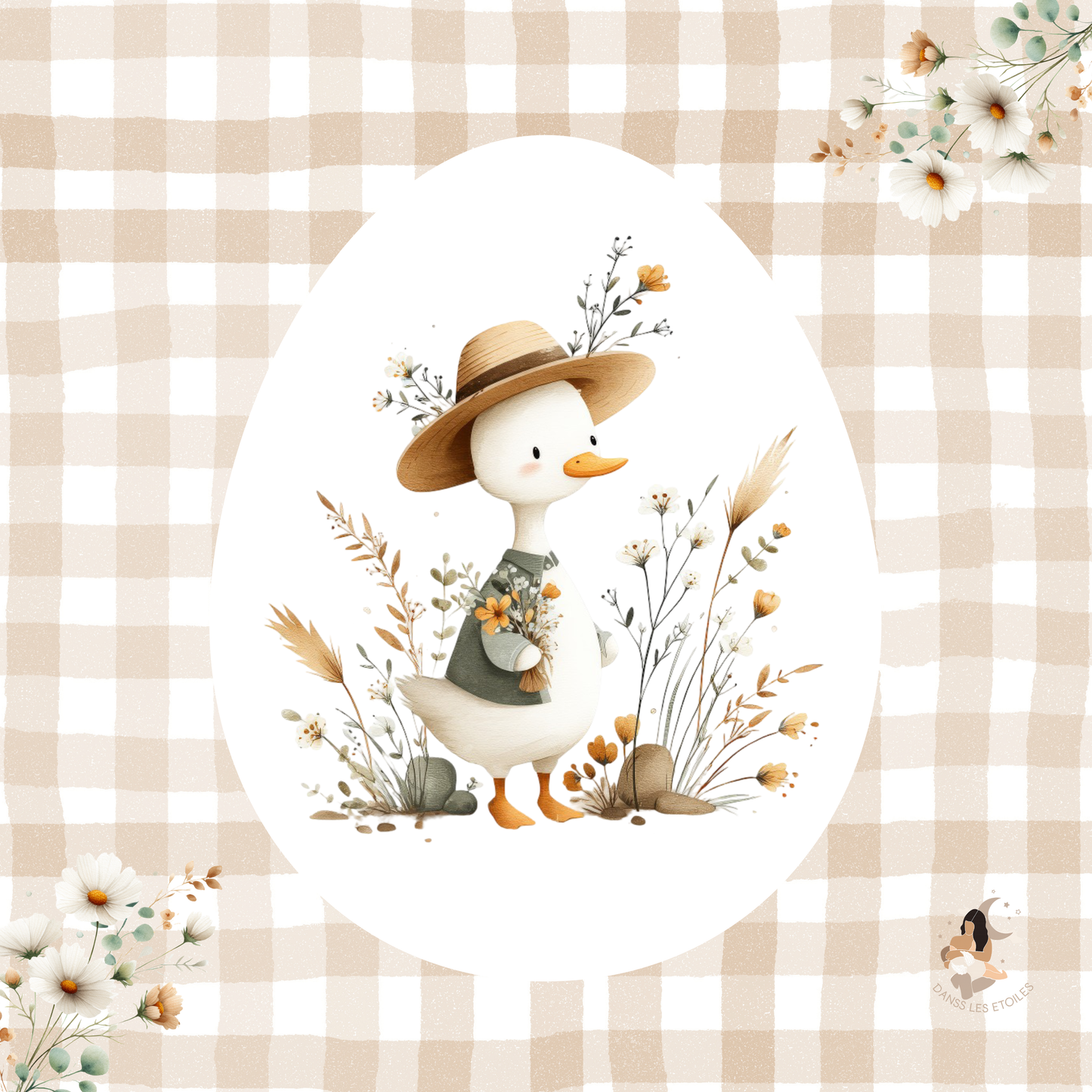 🌼 Stickers décoratifs – Oie fleurie