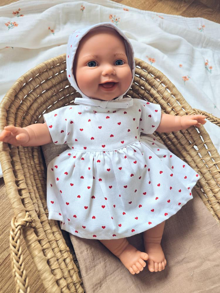 Ensemble Poussin – Robe & Chapeau cœur ❤️