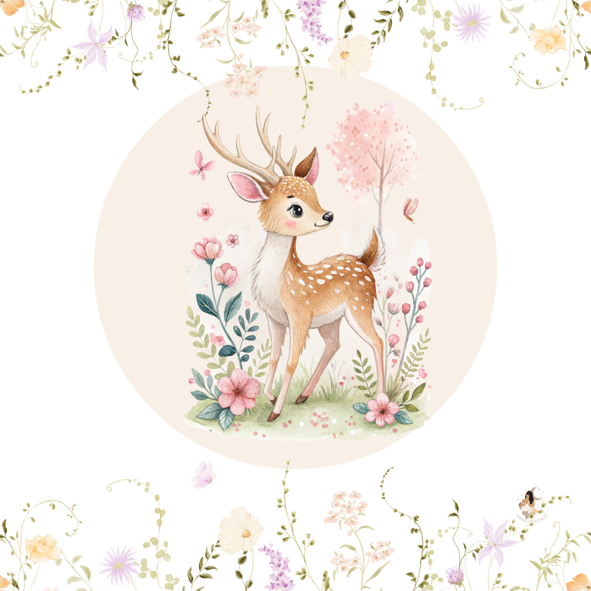 Sticker Toniebox personnalisé Biches fleuris