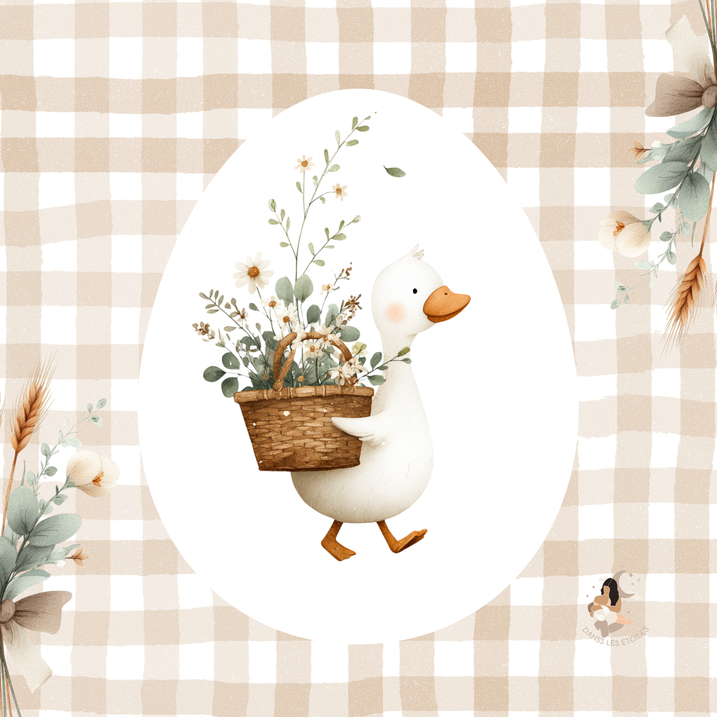 🌼 Stickers décoratifs – Oie fleurie