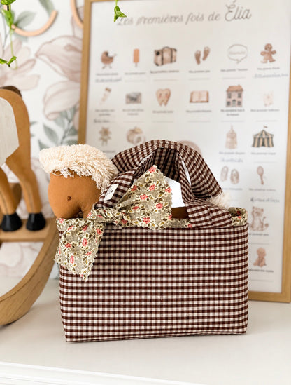 Sac enfant Vichy Chocolat & Fleuri 🤎