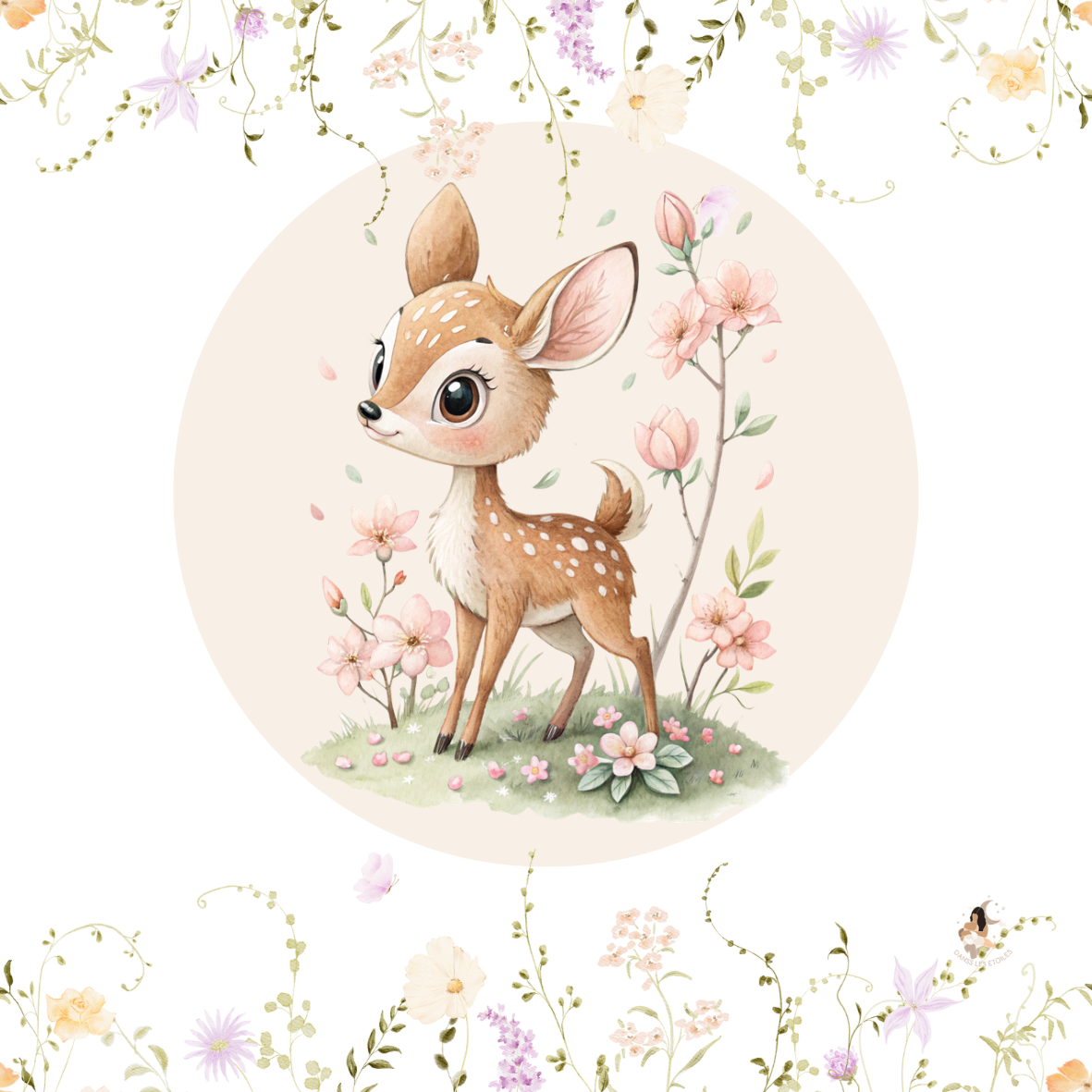 Sticker Toniebox personnalisé Biches fleuris