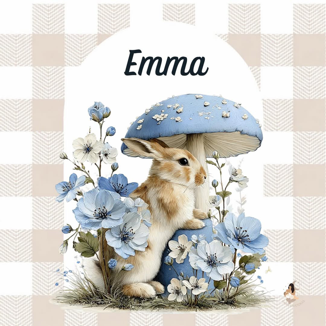 ✨ Stickers Toniebox 2 – Lapin bleu tout doux (fond vichy)