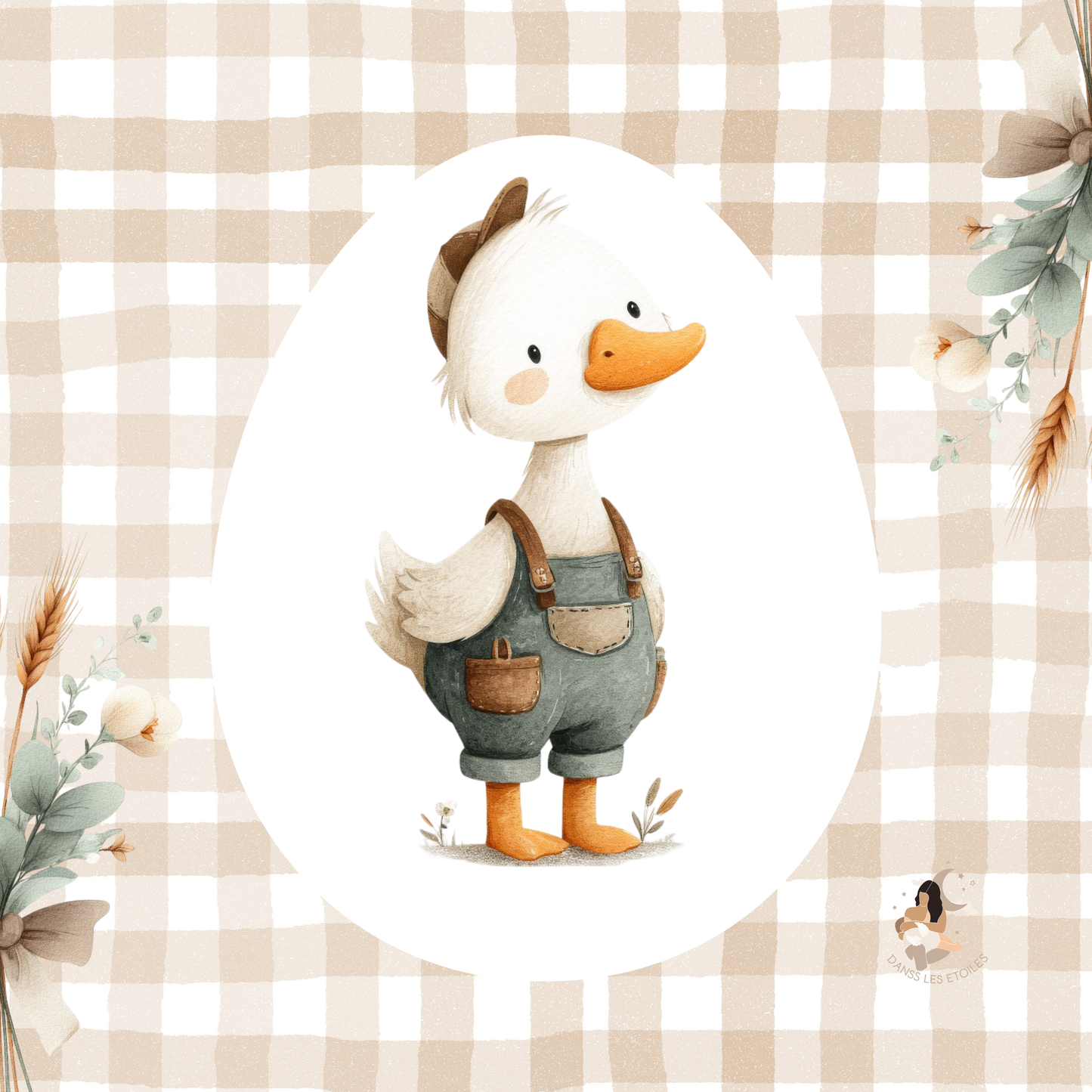 🌼 Stickers décoratifs – Oie fleurie