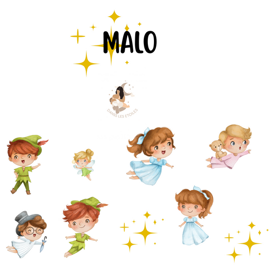 Planche de stickers personnalisée – Prénom pays imaginaire