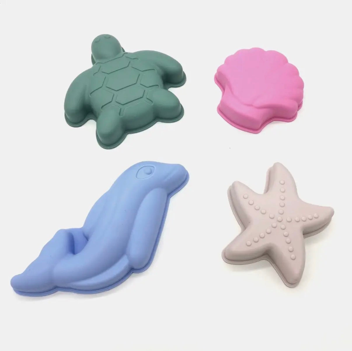 Jouets de plage en silicone (seau, pelle et 4 accessoires)