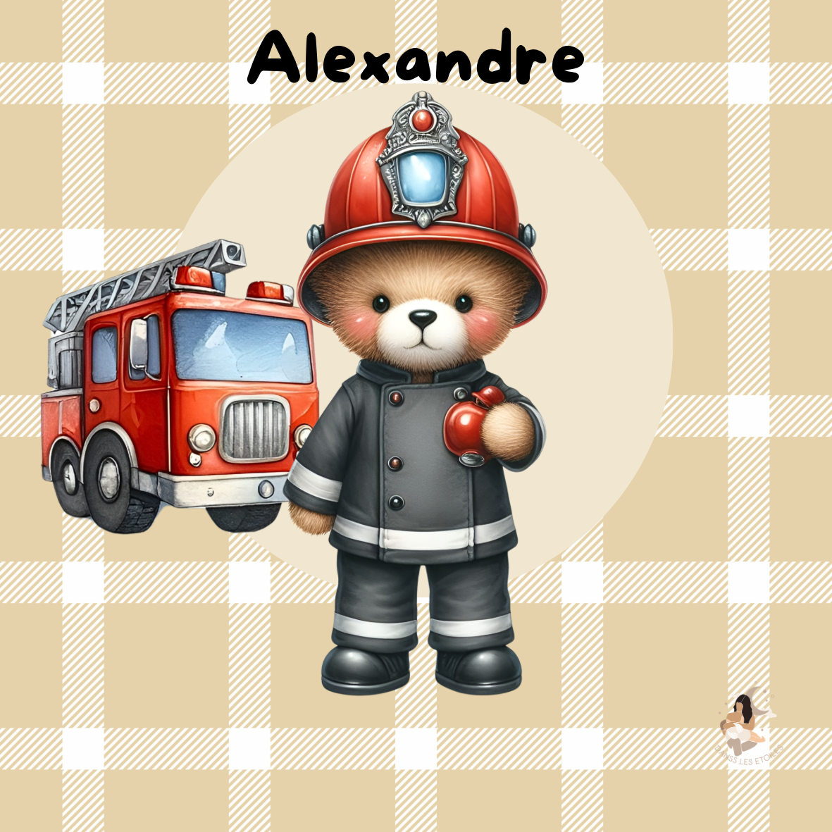 ⭐ Mon Petit Héros

Sticker personnalisé – Ourson pompier