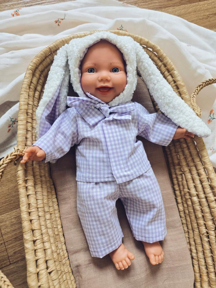 🌙 Pyjama deux pièces & petit chapeau tout doux – pour poupée