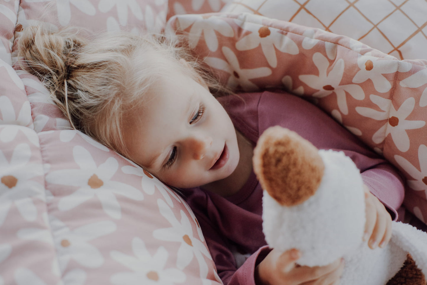 LITERIE EN COTON MARGUERITES BLUSH