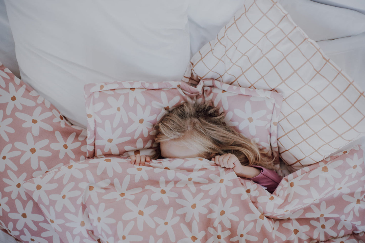 LITERIE EN COTON MARGUERITES BLUSH