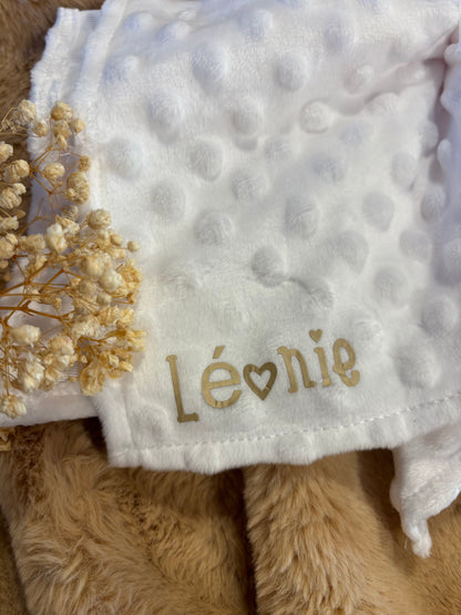 🤍 Doudou personnalisé – Modèle Lapin Minky blanc
