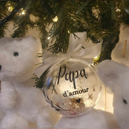 Boule de Noël personnalisée – Papa d’amour 🎄💙