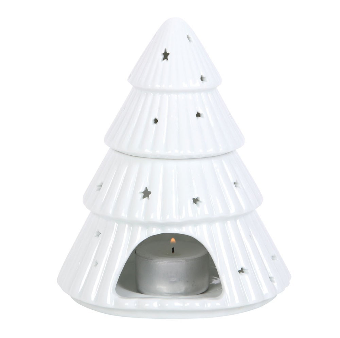 Brûleur de cire parfumée Sapin étoilé en céramique blanche 🎄⭐