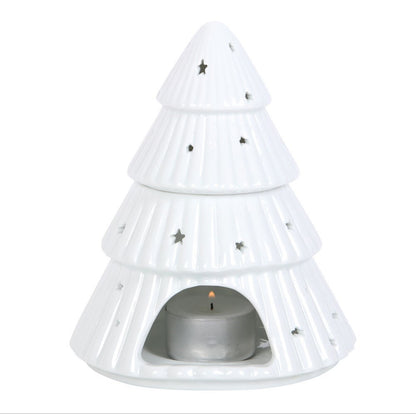 Brûleur de cire parfumée Sapin étoilé en céramique blanche 🎄⭐
